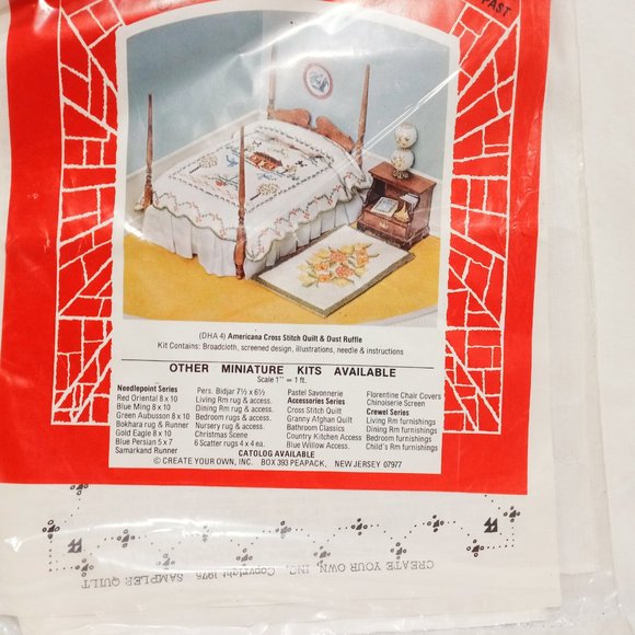 Create Your Own Cross Stitch Quilt & Dust Ruffle Kit Doll Bedroom Furnishings - Picture 3 of 7
